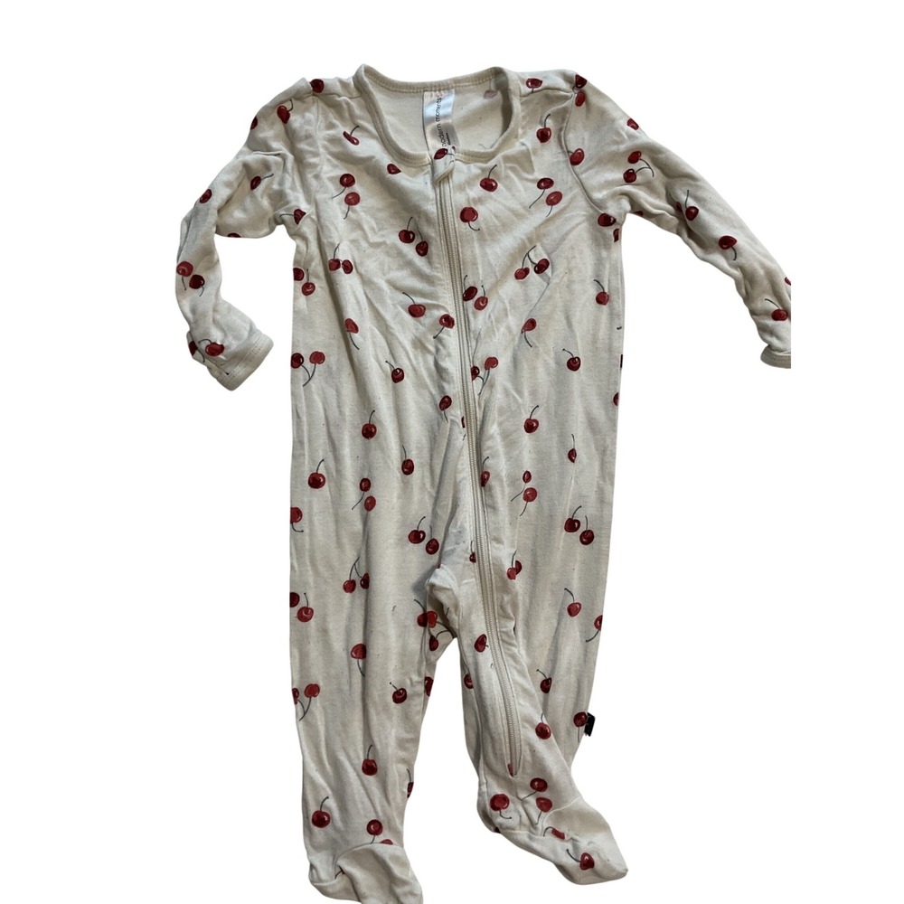 Modern Moments by Gerber Baby 0-3M Cherry Print Footed Sleeper Pajamas Cream Red
